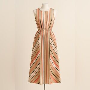 Banana Republic Women's Multicolored Striped Linen Cutout Midi Dress Size 8P